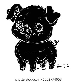 Hand drawing style of pig or piglet vector. It is suitable for animal icon, sign or symbol.