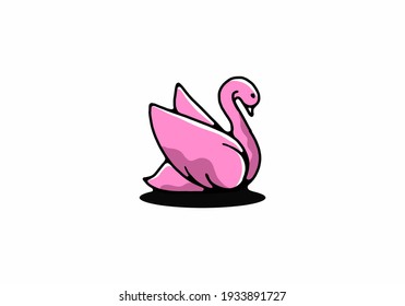 Hand drawing style of pink goose design
