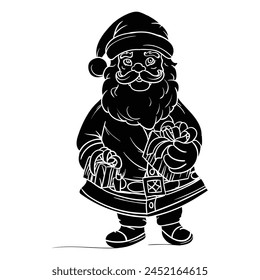 Estilo de dibujo a mano de Santa Vector. Es adecuado para el icono de navidad, signo o símbolo.