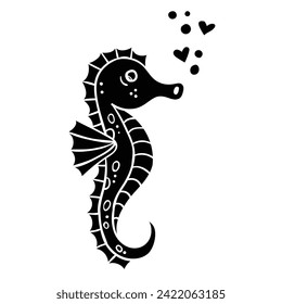 Hand drawing style of sea horse vector. It is sea creature suitable for icon, sign or symbol.