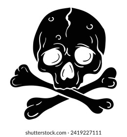 Estilo de dibujo manual del vector de cráneo. Es adecuado para icono de arte tatuado, signo o símbolo.
