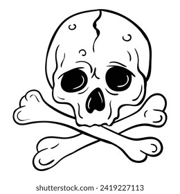 Hand drawing style of skull vector. It is suitable for tattoo art icon, sign or symbol.