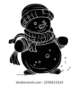 Hand drawing style of snowman vector. It is suitable for Christmas icon, sign or symbol.