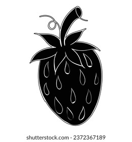 Estilo de dibujo manual del vector de fresa. Es adecuado para los iconos, signos o símbolos de frutas.