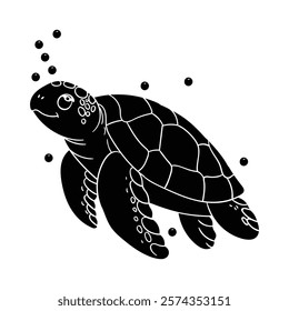 Hand drawing style of turtle vector. it is suitable for se creatures icon, sign or symbol.