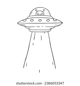 Estilo de dibujo manual del vector OVNI. Es adecuado para icono, signo o símbolo alienígena.