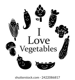 Hand drawing style of vegetables set vector. It is suitable for food icon, sign or symbol.