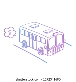 Hand drawing styles with bus . Pastel doodle bus.
