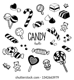 Hand drawing styles candy. Sweet candy doodle.