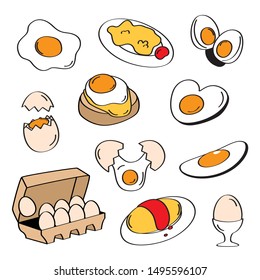 Hand drawing styles egg menu. Coloring egg menu doodle.