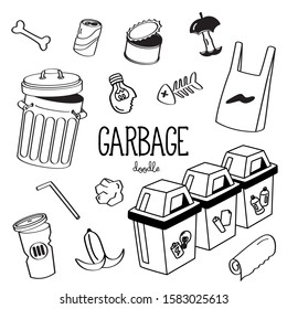 Hand drawing styles garbage. Garbage doodle.
