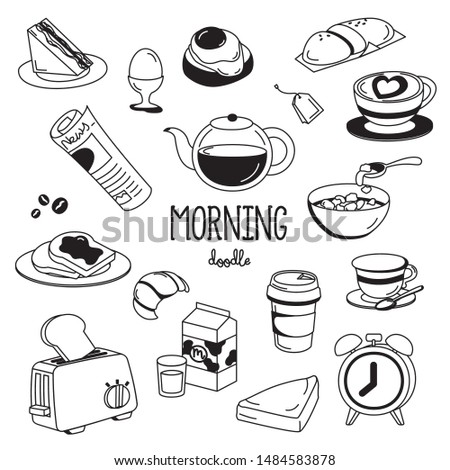 Hand drawing styles morning things. Morning doodle.
