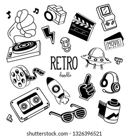 Hand drawing styles for retro items. Doodle 90's retro item.