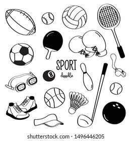 Hand Drawing Styles Sport Items Sport Stock Vector (Royalty Free ...