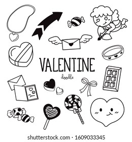 Hand drawing styles valentines item. Valentine doodles.