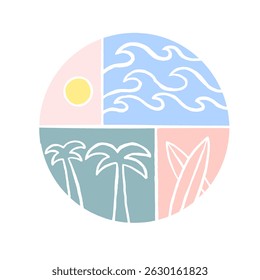 Hand drawing of summer beach vibes element for t shirt sticker outdoor print