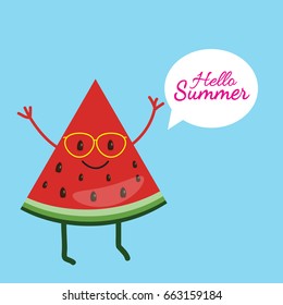 Hand drawing summer card. Vector summer party poster background in flat style
