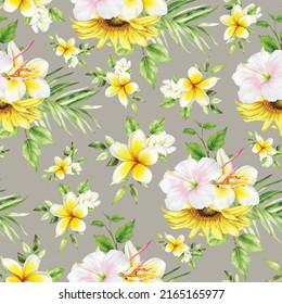 hand drawing summer floral seamless pattern design