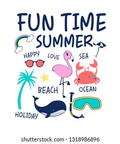 Hand drawing summer icons vector.