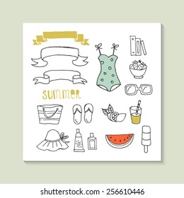 Hand drawing summer vector icons