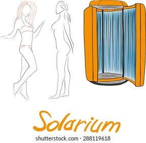 Hand drawing a sun deck on a white background