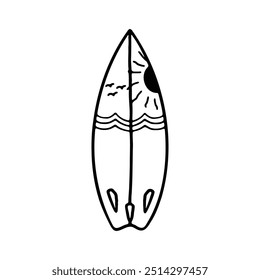 Desenho à mão prancha de surfboard desenho ilustração