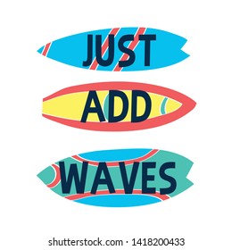 Hand drawing surfboard vector illustration.  Print design for summer.