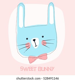 Hand drawing sweet bunny vector illustration. Vector illustration design for fashion fabrics, textile graphics, prints.