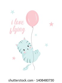Hand drawing sweet cat vector illustration.