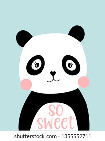 Hand drawing sweet panda vector.