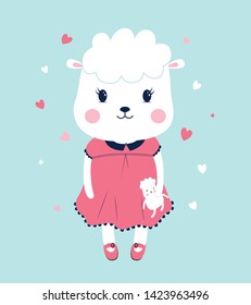 Hand drawing of a sweet sheep, illustration vector.