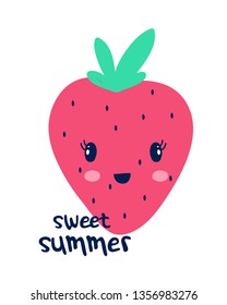 Hand drawing sweet strawberry vector.