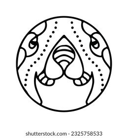 hand drawing symmetry icon or logo and symmetry flower, complex circle, japanese pattern, cirle art.