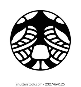 hand drawing symmetry icon or logo and symmetry flower, complex circle, japanese pattern, cirle art.