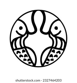 hand drawing symmetry icon or logo and symmetry flower, complex circle, japanese pattern, cirle art.