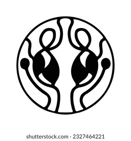 hand drawing symmetry icon or logo and symmetry flower, complex circle, japanese pattern, cirle art.