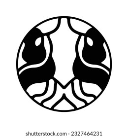 hand drawing symmetry icon or logo and symmetry flower, complex circle, japanese pattern, cirle art.