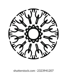 hand drawing symmetry mandala and symmetry flower, complex circle