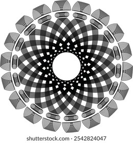 handzeichnung symmetrie mandala und symmetrie blume, komplexe kreis vektor design