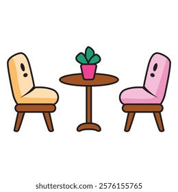 Hand Drawing of Café Table with Cozy and Inviting Details