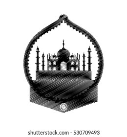 Hand Drawing Taj Mahal Temple Icon Vector Illustration Eps 10