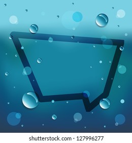 Hand drawing talk tag on glass and water drop.EPS10