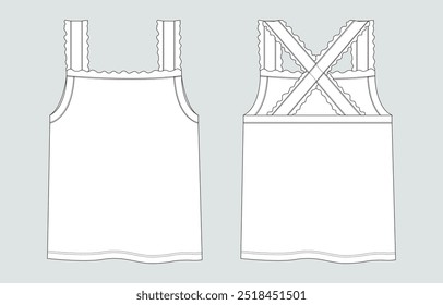 Modelo de ilustração de vetor de tampos de tanque de desenho da mão para meninas do bebê