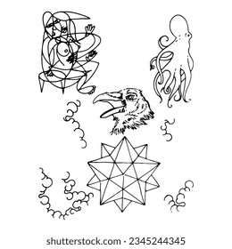 hand drawing tattoo style doodle