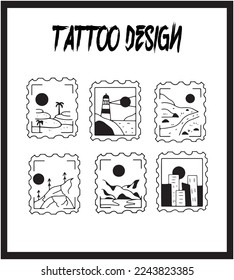 Hand Drawing Tattoo Template. Tattoo Vector Collection. Abstract Vector Illustration