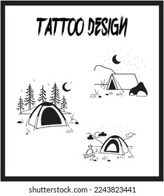 Plantilla de tatuaje de dibujo manual. Colección de vectores de tatuaje. Ilustración de vectores abstractos