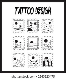 Hand Drawing Tattoo Template. Tattoo Vector Collection. Abstract Vector Illustration