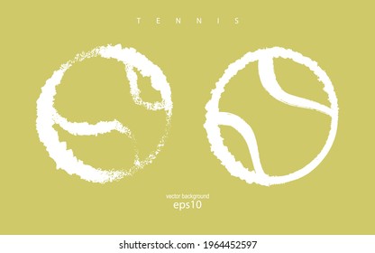 Hand drawing of tennis balls. Vector elements for design of t-shirt, poster, banner.