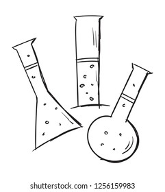 hand drawing test tubes illustration vector