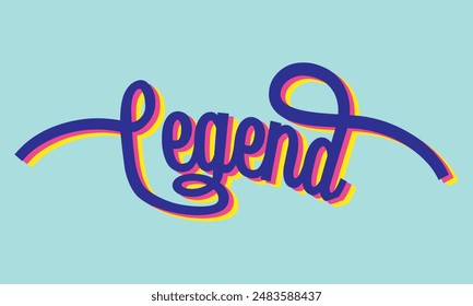 Hand drawing text legend 3D vector illustration isolated on sky blue background